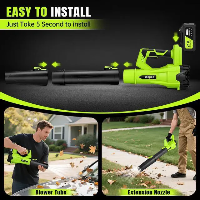 Alt view image 7 of 7 - Leaf Blower Cordless,650CFM Electric Leaf Blower with 2 4.0Ah Battery Powered and Fast Charger, Powerful Cordless Blowers for Lawn Care, Patio, Dust, Blowing Leaves,6 Speed Control