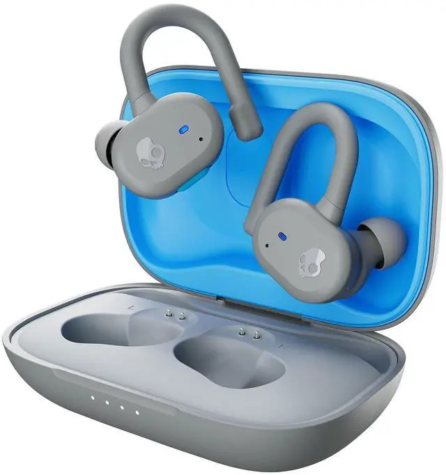 Main image of Push Active True Wireless in-Ear Bluetooth Earbud, Use with iPhone and Android with Charging Case and Mic, Great for Gym, Sports, and Gaming, IP55 Water, Dust Resistant - Grey/Blue