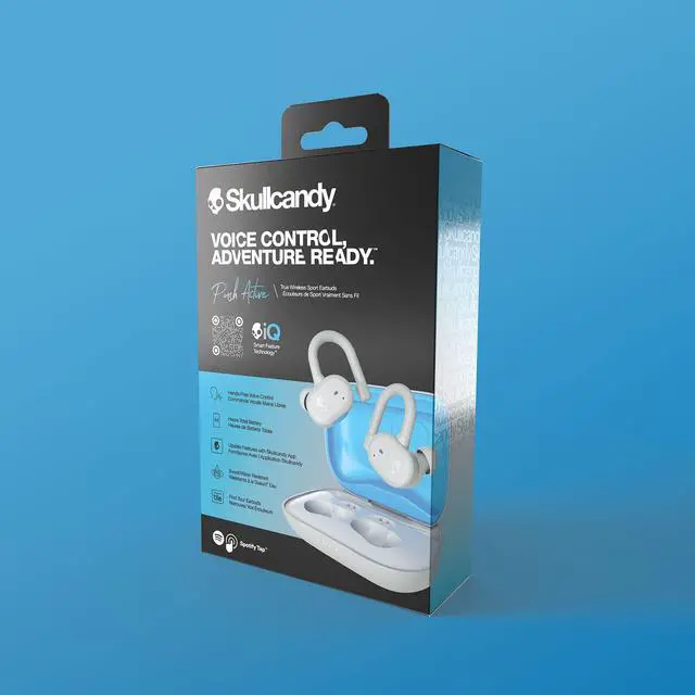 Alt view image 7 of 7 - Push Active True Wireless in-Ear Bluetooth Earbud, Use with iPhone and Android with Charging Case and Mic, Great for Gym, Sports, and Gaming, IP55 Water, Dust Resistant - Grey/Blue