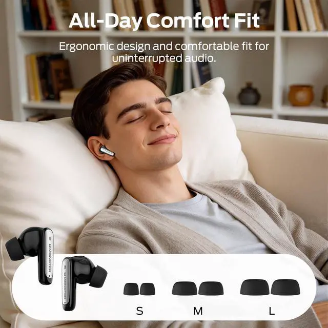 Alt view image 2 of 7 - Wireless Earbuds, Bluetooth 6.0 Headphones Deep Bass, Black