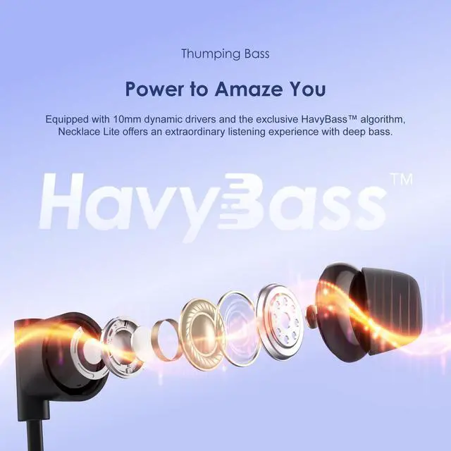 Alt view image 3 of 7 - NeckLite Wireless Neckband Earbuds, Wearable Around Neck Headphones Built-in Microphone, Bluetooth Headset Magnetic Earphones Deep Bass, Ultra-Lightweight Comfort, 30H Playtime, Black