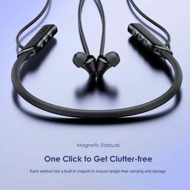 Alt view image 6 of 7 - NeckLite Wireless Neckband Earbuds, Wearable Around Neck Headphones Built-in Microphone, Bluetooth Headset Magnetic Earphones Deep Bass, Ultra-Lightweight Comfort, 30H Playtime, Black