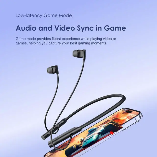 Alt view image 7 of 7 - NeckLite Wireless Neckband Earbuds, Wearable Around Neck Headphones Built-in Microphone, Bluetooth Headset Magnetic Earphones Deep Bass, Ultra-Lightweight Comfort, 30H Playtime, Black