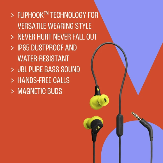 Alt view image 6 of 7 - JBL Endurance Run 3 - Wired Sport Headphones - Black / Gray | FlipHook technology for versatile wearing style, IP65 dustproof and water-resistant, JBL Pure Bass Sound, Hands-free calls