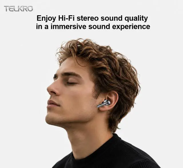 Alt view image 4 of 7 - Wireless Earbuds, Bluetooth 5.4, Hi-Fi Stereo Sound, Long Battery Life, Hands-Free Calling, Dual LED Display, USB-C Fast Charging, Compatible with Android/iOS. (Black)