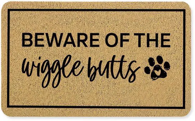 Main image of Funny Dog Door Mat, Dog Lovers Owner Welcome Mats for Front Door, Beware of The Wigglebutts Doormat Outdoor Indoor Entrance Entryway, 17X30 Inches