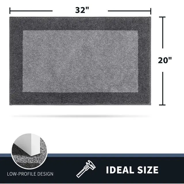 Alt view image 7 of 7 - Dirt Trapping Door Mat 20" x 32", Non-Slip Washable Entry Mat, Dog Doormat, Front Door Mat, Super Absorbent Entrance Mat for Muddy Shoes & Paws, Light Grey & Grey