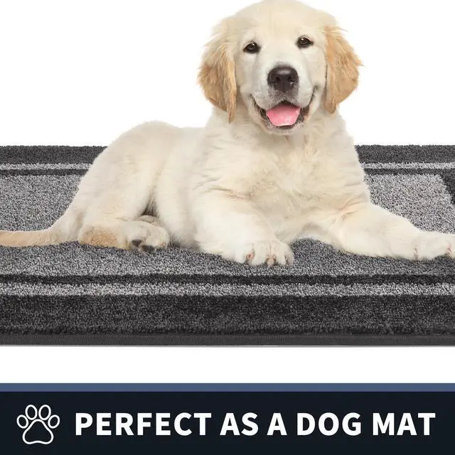 Alt view image 5 of 7 - Dirt Trapping Door Mat 20" x 32", Non-Slip Machine Washable Entryway Rug, Entrance Mat, Indoor Front Door Mat, Super Absorbent Entry Rug for Muddy Shoes & Paws, Light Grey & Dark Grey