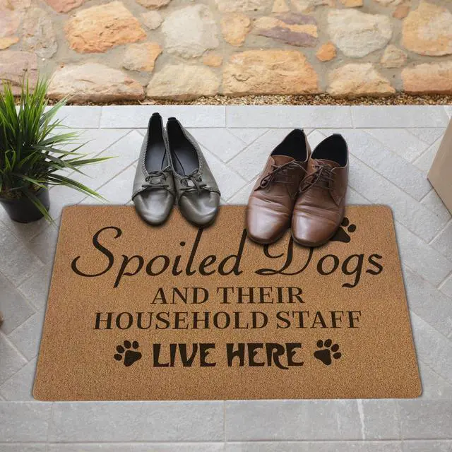 Alt view image 2 of 7 - Funny Spoiled Dog Door Mats, Dog Mat for Home Outside Entryway, Funny Welcome Front Door Mat Indoor Outdoor Entrance, Artificial Coir Doormat Rugs for Patio Entry Kitchen Decor, 17x30 Inch