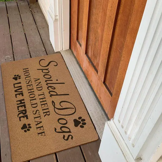 Alt view image 4 of 7 - Funny Spoiled Dog Door Mats, Dog Mat for Home Outside Entryway, Funny Welcome Front Door Mat Indoor Outdoor Entrance, Artificial Coir Doormat Rugs for Patio Entry Kitchen Decor, 17x30 Inch