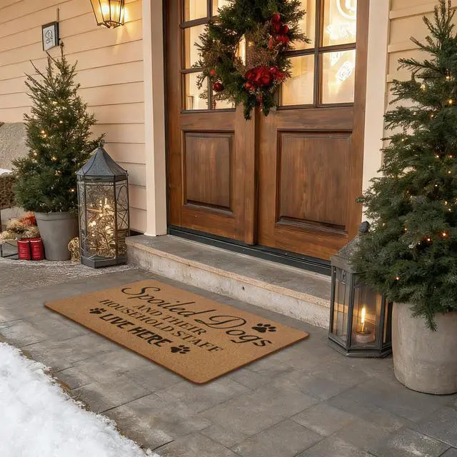 Alt view image 6 of 7 - Funny Spoiled Dog Door Mats, Dog Mat for Home Outside Entryway, Funny Welcome Front Door Mat Indoor Outdoor Entrance, Artificial Coir Doormat Rugs for Patio Entry Kitchen Decor, 17x30 Inch