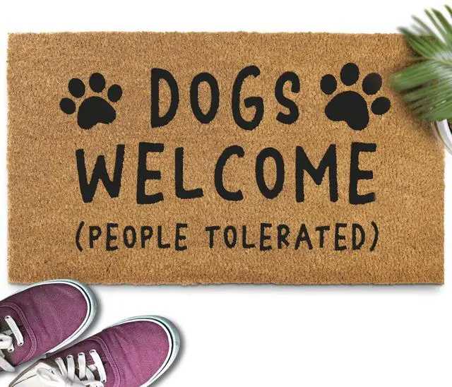 Main image of Dogs Welcome People Tolerated Door Mat 30x17 Inch, Funny Dog Doormat, Mat Dog, Hope You Like Dogs Doormat, Coir Mat