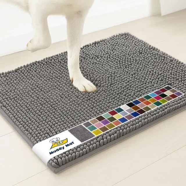 Main image of Super Water Absorbent Door Mat Indoor, Microfiber Quick Dry Chenille Entryway Rug, Slip Resistant Front Door Mat, Indoor Mats for Entryway, Machine Washable Pet Rug, Grey 28"x18"