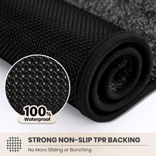 Alt view image 5 of 7 - Dirt Trapping Door Mat 24" x 35.5", Non-Slip Machine Washable Entryway Rug, Dog Doormat, Indoor Front Door Mat, Super Absorbent Entry Rug for Muddy Shoes & Paws, Charcoal