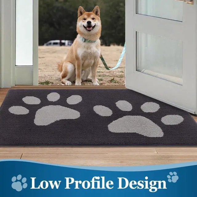 Alt view image 5 of 7 - Dog Door Mat for Muddy Paws, Absorbent Dirt Trapper Washable Indoor Doormats, Non Slip Low-Profile Mud Mat for Dogs, Front Entrance Doormat for Inside Floor (30x20 Inches, Dark Grey)