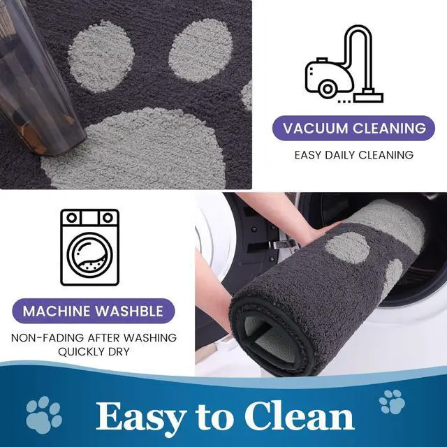 Alt view image 6 of 7 - Dog Door Mat for Muddy Paws, Absorbent Dirt Trapper Washable Indoor Doormats, Non Slip Low-Profile Mud Mat for Dogs, Front Entrance Doormat for Inside Floor (30x20 Inches, Dark Grey)