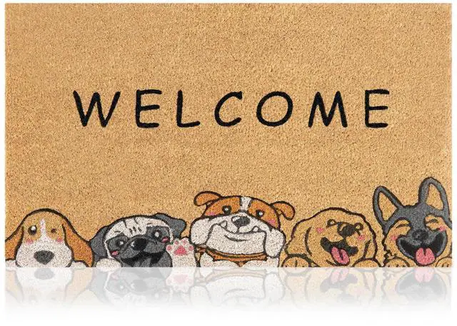 Main image of Coir Welcome Mat, Non-Slip, Welcome Dogs, 17 x 29 in