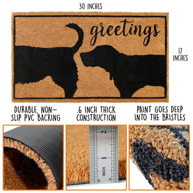 Alt view image 2 of 7 - Funny Dog Greetings Welcome Mat, 30x17 Inch, Dog Mat Coir, Puppy Doormat