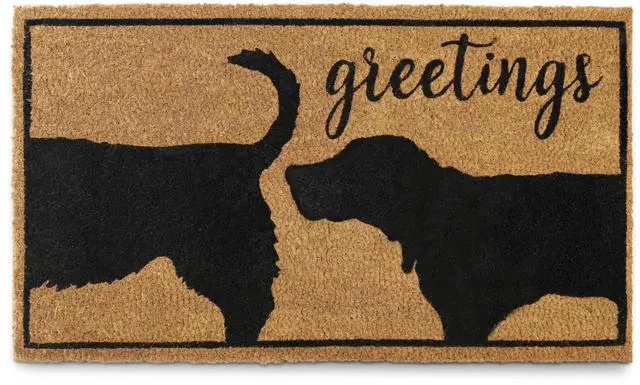Main image of Funny Dog Greetings Welcome Mat, 30x17 Inch, Dog Mat Coir, Puppy Doormat