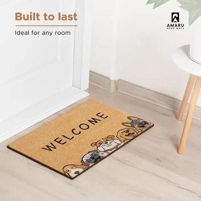 Alt view image 6 of 7 - Coir Welcome Mat, Non-Slip, Welcome Dogs, 17 x 29 in