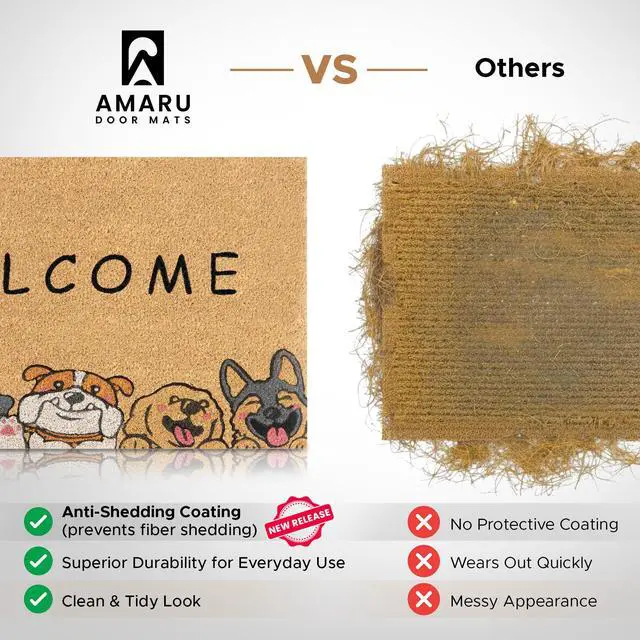 Alt view image 4 of 7 - Coir Welcome Mat, Non-Slip, Welcome Dogs, 17 x 29 in