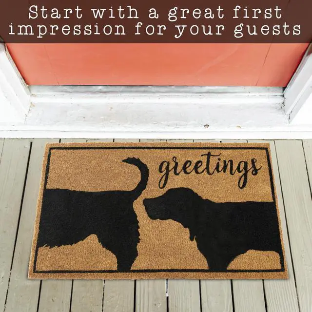 Alt view image 7 of 7 - Funny Dog Greetings Welcome Mat, 30x17 Inch, Dog Mat Coir, Puppy Doormat