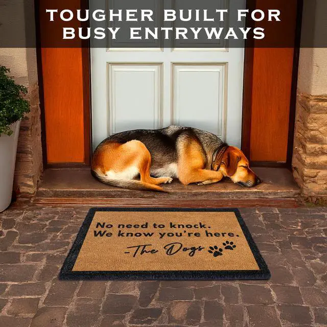 Alt view image 3 of 7 - No Need to Knock We Know You're Here Doormat 30x17 Inch Dog Welcome Mat
