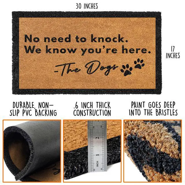 Alt view image 2 of 7 - No Need to Knock We Know You're Here Doormat 30x17 Inch Dog Welcome Mat