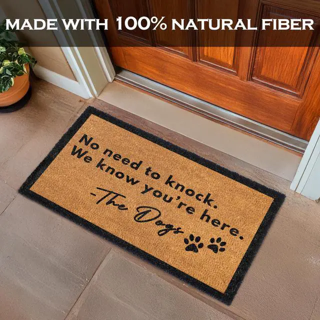 Alt view image 7 of 7 - No Need to Knock We Know You're Here Doormat 30x17 Inch Dog Welcome Mat