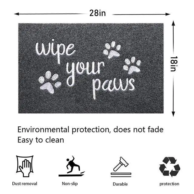 Alt view image 2 of 7 - Welcome Door Mats for Entrance Funny Door Mat Wipe Your Paws Floor Mat, Welcome Mats for Front Door Indoor Non Slip Backing Rubber Mat for Outside Dog Doormat Grey
