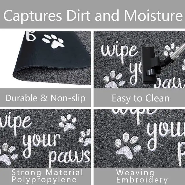Alt view image 3 of 7 - Welcome Door Mats for Entrance Funny Door Mat Wipe Your Paws Floor Mat, Welcome Mats for Front Door Indoor Non Slip Backing Rubber Mat for Outside Dog Doormat Grey
