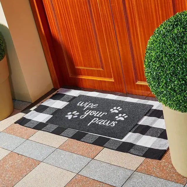 Alt view image 4 of 7 - Welcome Door Mats for Entrance Funny Door Mat Wipe Your Paws Floor Mat, Welcome Mats for Front Door Indoor Non Slip Backing Rubber Mat for Outside Dog Doormat Grey