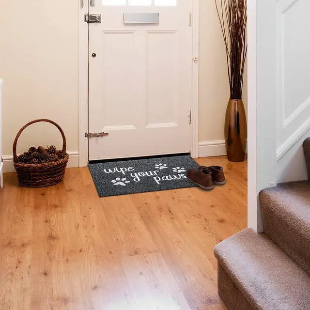 Alt view image 6 of 7 - Welcome Door Mats for Entrance Funny Door Mat Wipe Your Paws Floor Mat, Welcome Mats for Front Door Indoor Non Slip Backing Rubber Mat for Outside Dog Doormat Grey