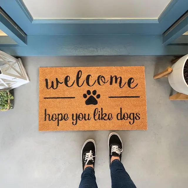 Alt view image 3 of 7 - Coir Doormat, Door mat with Hope You Like Dogs Print, 30x17