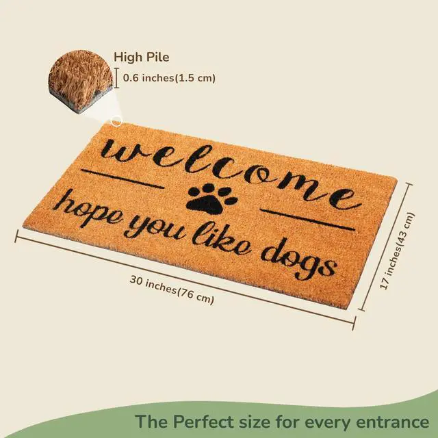 Alt view image 2 of 7 - Coir Doormat, Door mat with Hope You Like Dogs Print, 30x17