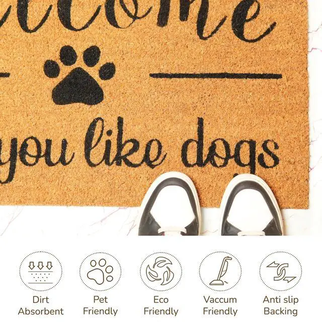 Alt view image 4 of 7 - Coir Doormat, Door mat with Hope You Like Dogs Print, 30x17