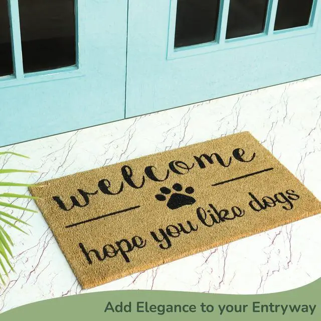 Alt view image 6 of 7 - Coir Doormat, Door mat with Hope You Like Dogs Print, 30x17