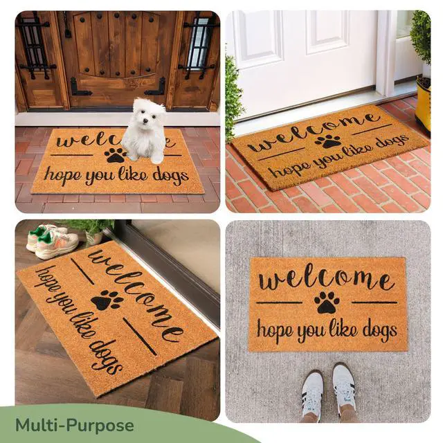 Alt view image 7 of 7 - Coir Doormat, Door mat with Hope You Like Dogs Print, 30x17