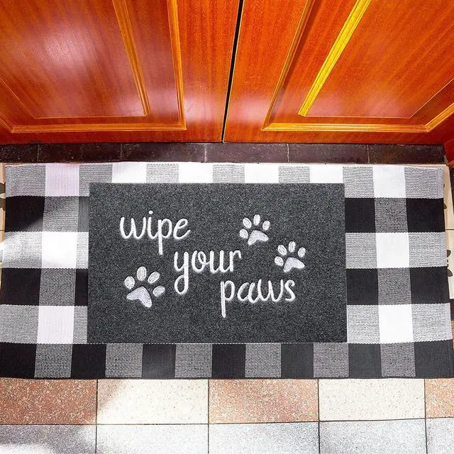 Alt view image 7 of 7 - Welcome Door Mats for Entrance Funny Door Mat Wipe Your Paws Floor Mat, Welcome Mats for Front Door Indoor Non Slip Backing Rubber Mat for Outside Dog Doormat Grey