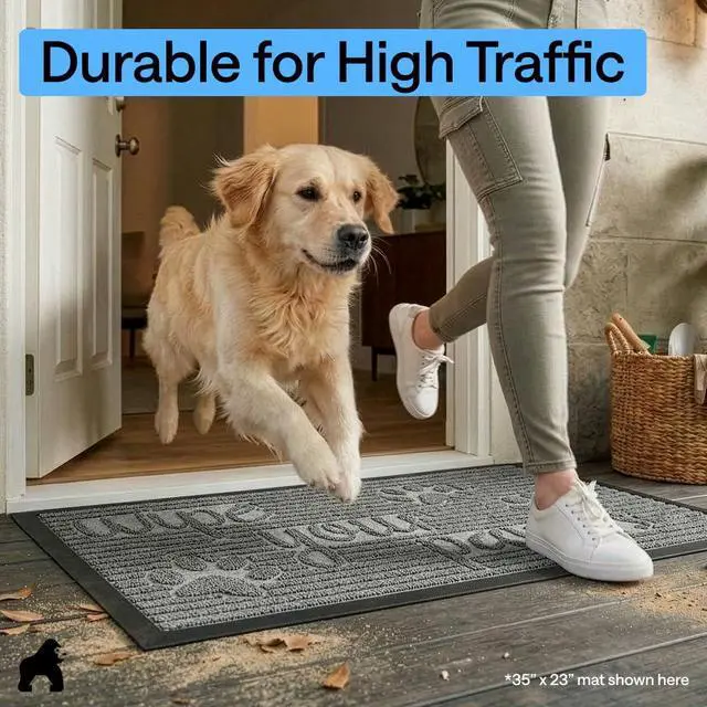 Alt view image 7 of 7 - 100% Waterproof All-Season WeatherMAX Doormat US Designed Natural Rubber, Stain and Fade Resistant, Low Profile Indoor Outdoor Door Mats, Easy Clean Patio Mat, 29x17, Stone Paws