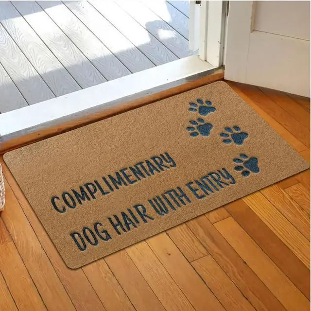Alt view image 2 of 7 - Dog Hair with Entry Funny Door Mats Outside Coir Doormat for Home Entrance,Front Door mat,Indoor Entrance Embroidered Welcome Rubber Rugs Home Spring Decor 30x 18