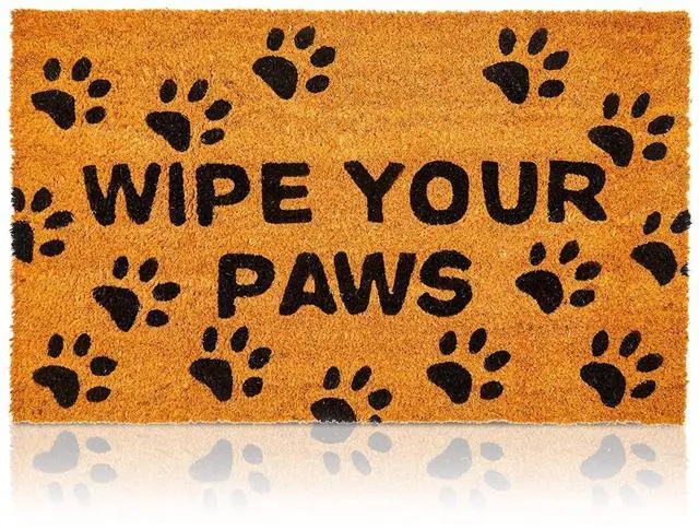 Main image of Wipe Your Paws Doormat - Coir Door Mat with PVC Backing - Outdoor Mats for Back Door - Funny Welcome Rug for Dog Lovers - 17"x 30", Brown
