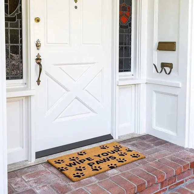 Alt view image 2 of 6 - Wipe Your Paws Doormat - Coir Door Mat with PVC Backing - Outdoor Mats for Back Door - Funny Welcome Rug for Dog Lovers - 17"x 30", Brown