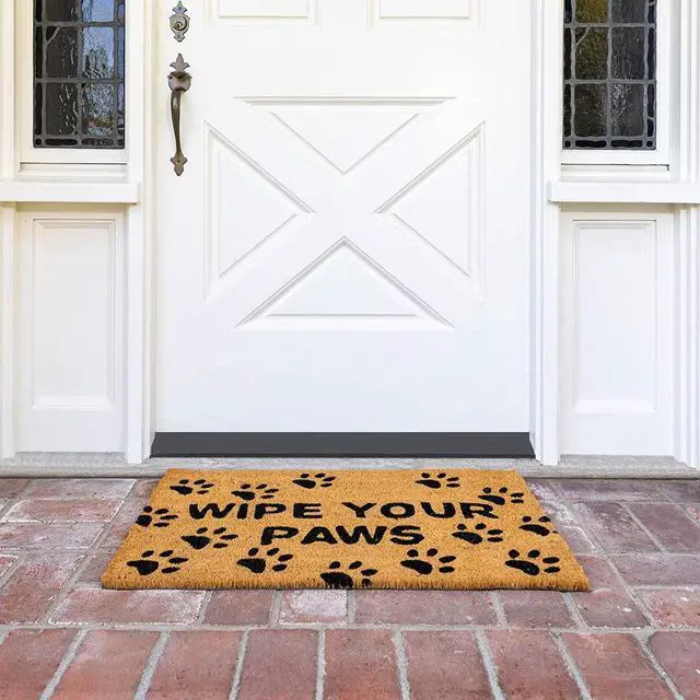 Alt view image 3 of 6 - Wipe Your Paws Doormat - Coir Door Mat with PVC Backing - Outdoor Mats for Back Door - Funny Welcome Rug for Dog Lovers - 17"x 30", Brown