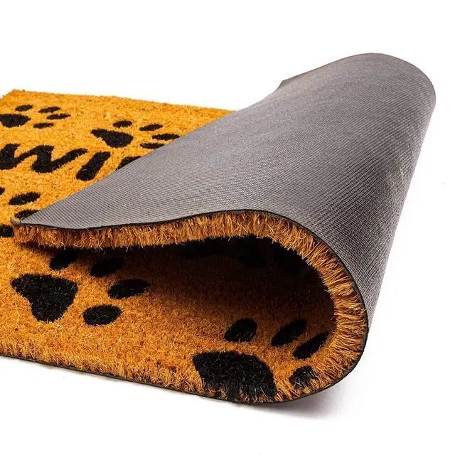 Alt view image 5 of 6 - Wipe Your Paws Doormat - Coir Door Mat with PVC Backing - Outdoor Mats for Back Door - Funny Welcome Rug for Dog Lovers - 17"x 30", Brown