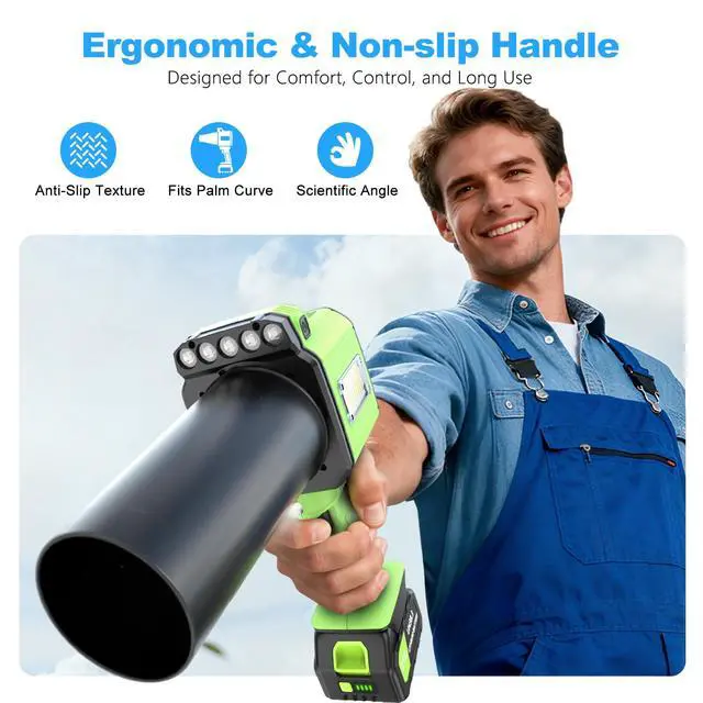 Alt view image 5 of 6 - Brushless Cordless Leaf Blower - 900G Blowing Pressure Turbo Jet Blower with 2x3000mAh Batteries & 480W Motor, Handheld Leaf Blowers for Lawn Care, Car & Workshop Dust, LED Work Light
