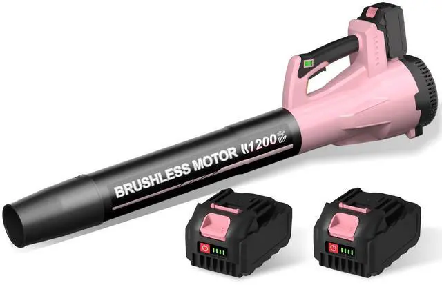 Main image of Leaf Blower, Cordless Leaf Blower with 2 X 5.0Ah Battery and Charger, 6 Speed Mode Electric Leaf Blowers Cordless for Blowing Leaves, Blowers for Yard Garden Lawn Care and Dust, Gift for Men(Pink)