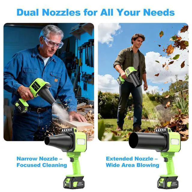 Alt view image 4 of 6 - Brushless Cordless Leaf Blower - 900G Blowing Pressure Turbo Jet Blower with 2x3000mAh Batteries & 480W Motor, Handheld Leaf Blowers for Lawn Care, Car & Workshop Dust, LED Work Light