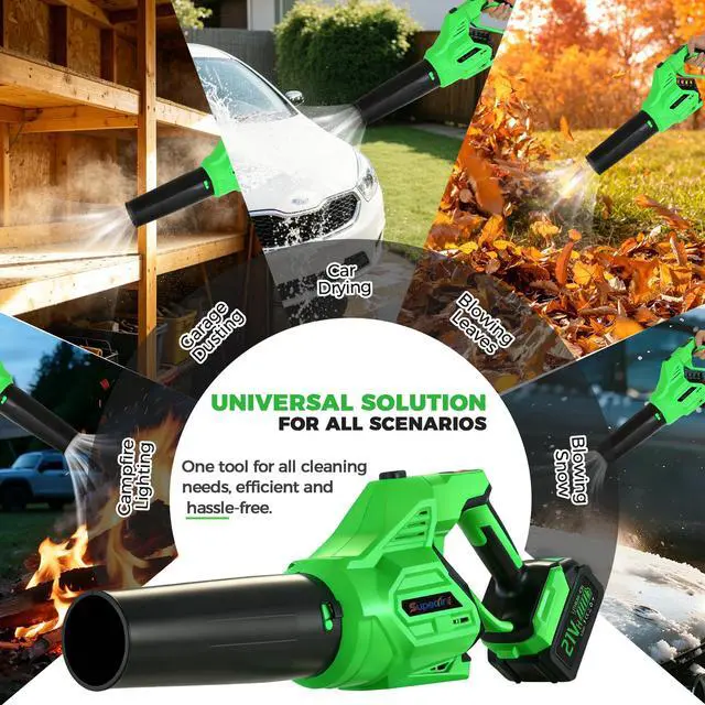 Alt view image 4 of 7 - Leaf Blower Cordless with 2 Batteries and Charger, 750CFM 260MPH, Electric Leaf Blower with 3 Speeds Mode, 21V Handheld Blower for Cleaning, Dust, Snow, Lawn Clean, Patio, Blowing Leaves
