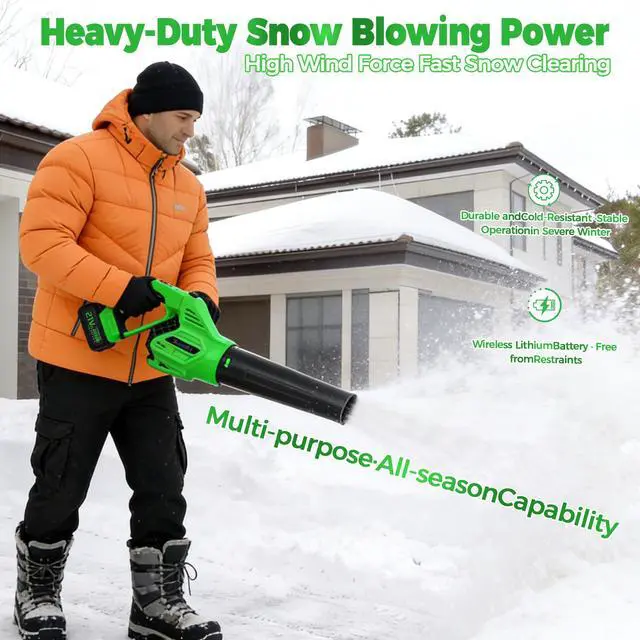 Alt view image 7 of 7 - Leaf Blower Cordless with 2 Batteries and Charger, 750CFM 260MPH, Electric Leaf Blower with 3 Speeds Mode, 21V Handheld Blower for Cleaning, Dust, Snow, Lawn Clean, Patio, Blowing Leaves